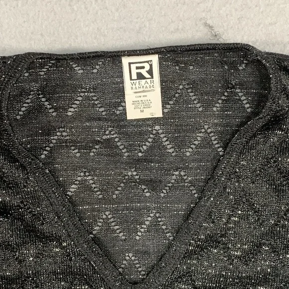 R-Wear Rampage Clothing Co Made in USA Womens Black Long Sleeve Sheer Top Sz M - Picture 2 of 7